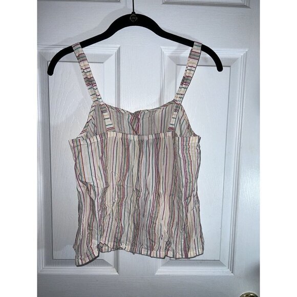 MADEWELL Button-Front Cami Tank Blouse in Textural Cotton Rainbow Stripes - Picture 7 of 11